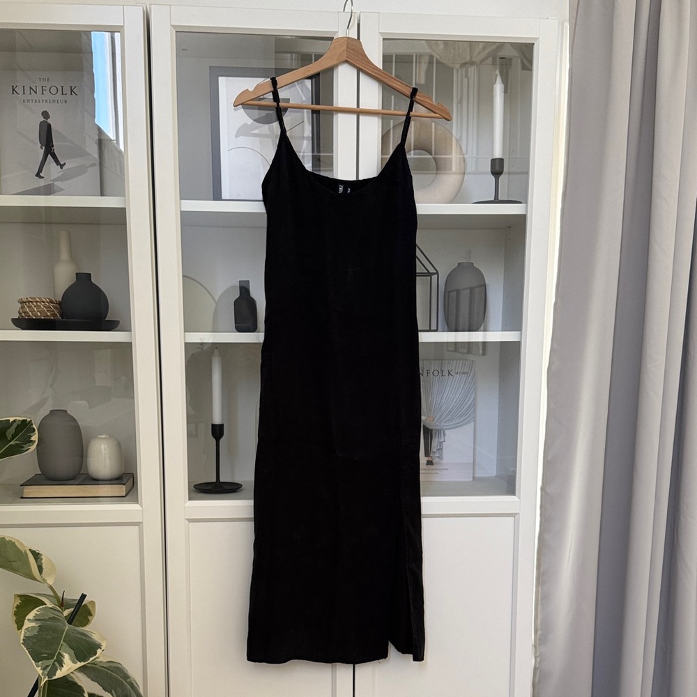 Zara Classic Black Slip Dress with Slit